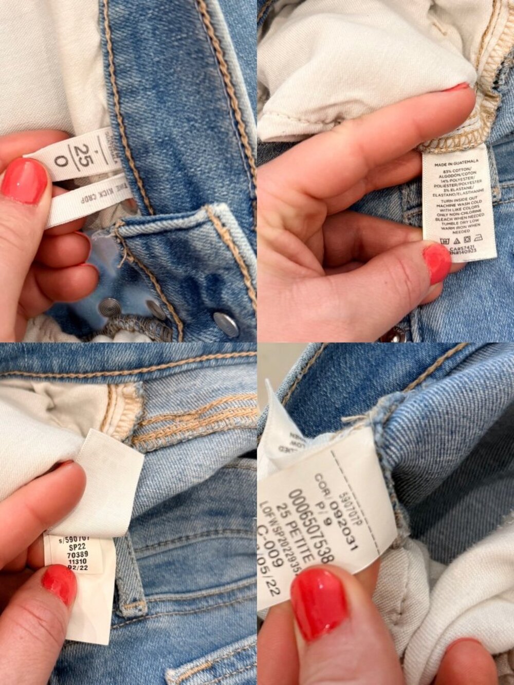 Loft High Rise Kick Crop Jeans Size 0/25P Vivid Light Let Down Hem Button Front - Picture 9 of 13